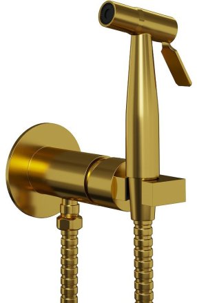 Гигиенический душ со смесителем Paini Castello Round CAPJ442R Брашированное золото 