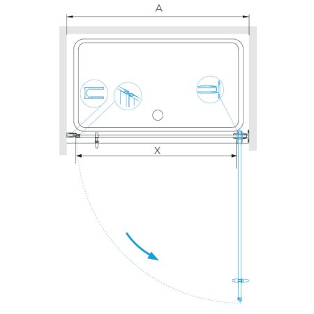 Душевая дверь в нишу RGW Hotel HO-011 90х195 стекло прозрачное 