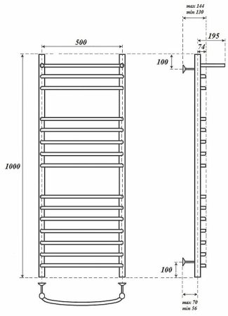 Электрический полотенцесушитель Point Альфа PN05150SPE П14 500x1000 с полкой левый/правый Хром 