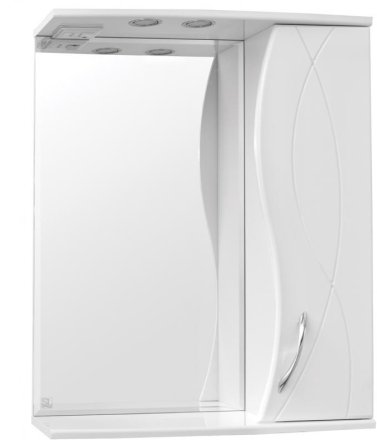 Зеркало со шкафом Style Line Амелия 65 с подсветкой Белый глянец 
