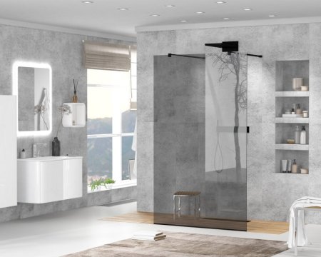 Душевая перегородка Cezares Liberta-L-2-120-120-GR-NERO стекло графит, кронштейн 120 см 