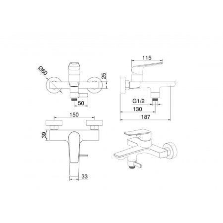 Смеситель для ванной Felice 0140 Хром 