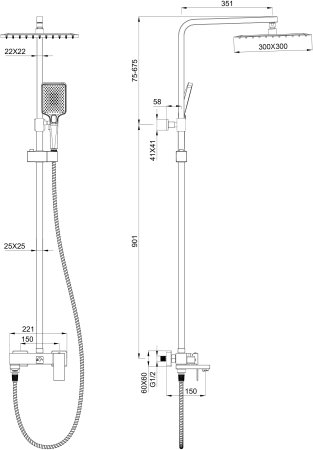 Душевая система WONZON & WOGHAND, Брашированное золото (WW-88739016-BG) 