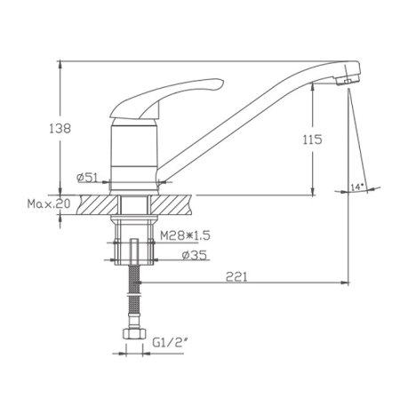 Смеситель для кухни HAIBA CRON CN4903 