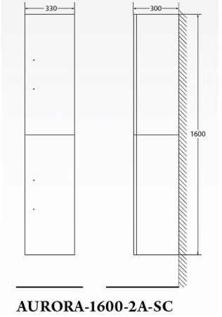 Шкаф пенал BelBagno Aurora 33 AURORA-1600-2A-SC-BL-P-R подвесной Bianco Lucido без ручек 