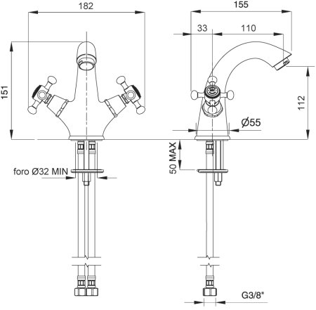 Смеситель Migliore Lady ML.LAD-934.BR для раковины, бронза 
