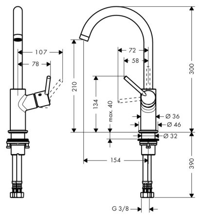 Смеситель Hansgrohe Talis 32080000 для раковины 