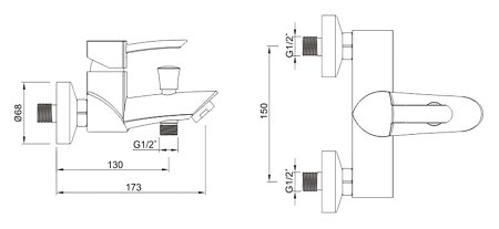 Смеситель Zorg Inox Sense-W для ванны с душем 