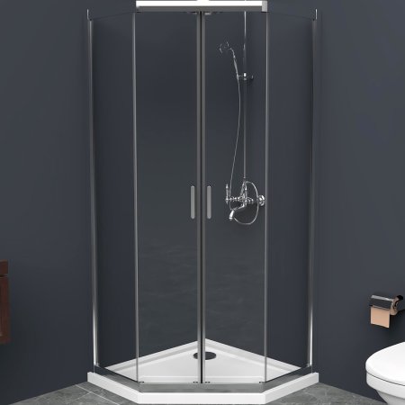 Душевой уголок BelBagno Uno 100х100 UNO-195-P-2-100-C-Cr профиль Хром стекло прозрачное 