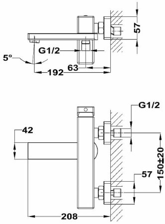 Смеситель для ванны Teka Soller 851211200 Хром 