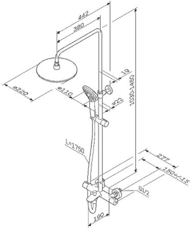 Душевая система AM.PM Gem F0790510 с термостатом Хром 