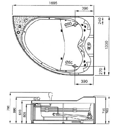 Акриловая ванна Gemy G9086 B R 