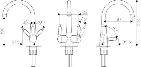 Смеситель для кухонной мойки Omoikiri Okinawa 2-AB 