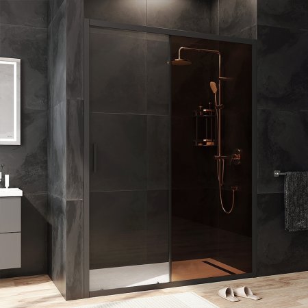 Душевая дверь AM.PM Gem 140 W90G-140-1-195BBr профиль Черный матовый стекло бронзовое-прозрачное 