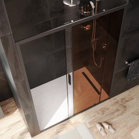 Душевая дверь AM.PM Gem 140 W90G-140-1-195BBr профиль Черный матовый стекло бронзовое-прозрачное 