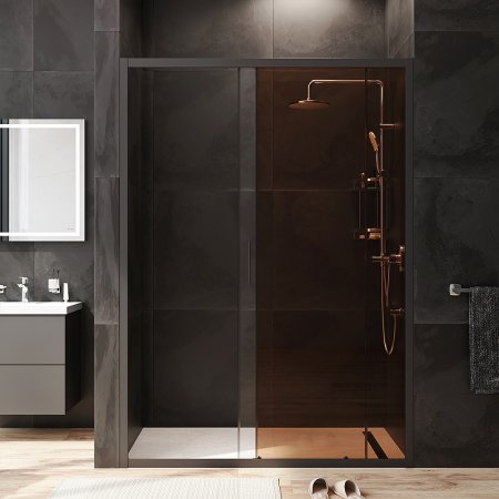 Душевая дверь AM.PM Gem 140 W90G-140-1-195BBr профиль Черный матовый стекло бронзовое-прозрачное 