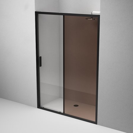 Душевая дверь AM.PM Gem 140 W90G-140-1-195BBr профиль Черный матовый стекло бронзовое-прозрачное 