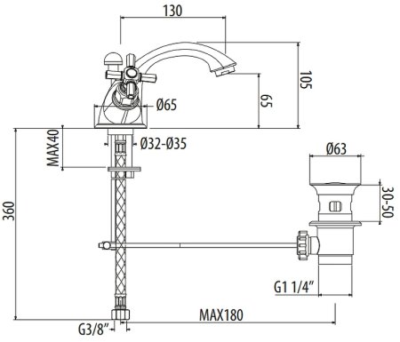 Смеситель для раковины Gattoni TRD TR310/18C0 Хром 