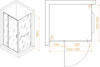 Душевой уголок RGW PA-078-1B (RGW PA-008B + Z-060-2B) 1000x900