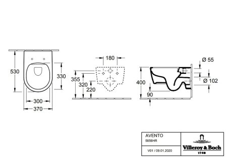 Унитаз подвесной Villeroy & Boch Avento 5656HRR1 альпийский белый 