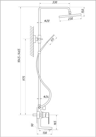 Душевая система ПРОФСАН тип См-ВДшОРНТрА (PSM-600-8) 