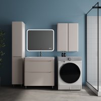 Тумба напольная STYLELINE "Бергамо мини 80" (2 ящ.) Люкс Плюс антискрейтч карамель с раковиной Каре Люкс МИНИ 800х350