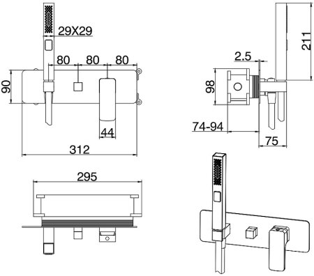 Смеситель для душа Allen Brau Infinity 5.21011-31 Черный матовый 