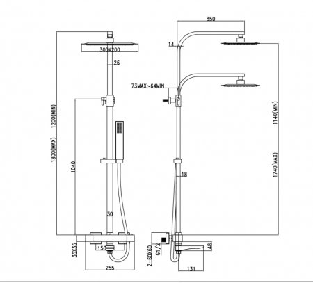 Душевая система Denberg LT-301 с термостатом Хром 