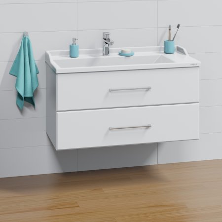 Тумба Санта Омега 100 подвесная с умывальником Сириус 100 