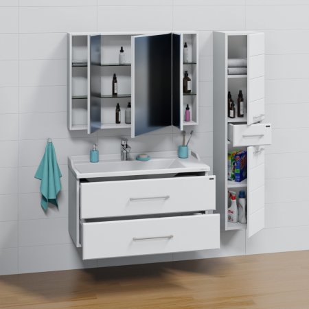 Тумба Санта Омега 100 подвесная с умывальником Сириус 100 