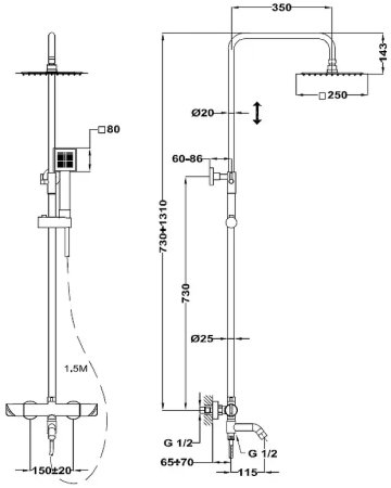 Душевая система Teka Mallorca 321786200 Хром 