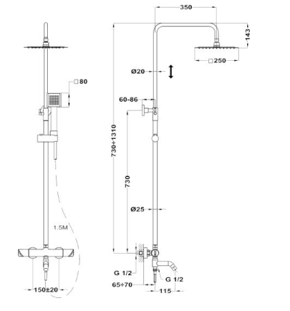 Душевая система Teka Mallorca 321786200 Хром 