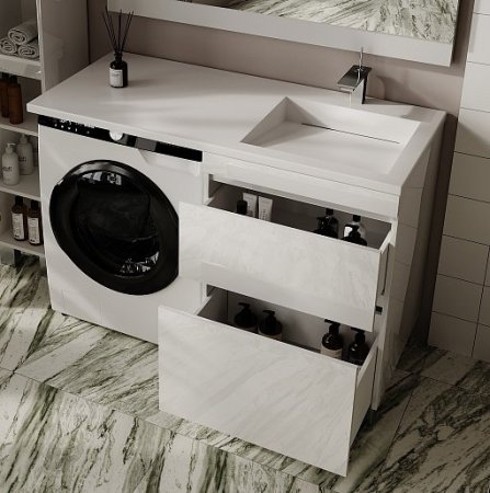 Тумба напольная "Даллас ЛЕОН 120", Люкс белая, PLUS 