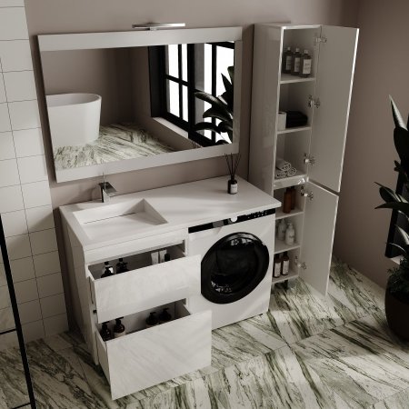 Тумба напольная "Даллас ЛЕОН 120", Люкс белая, PLUS 