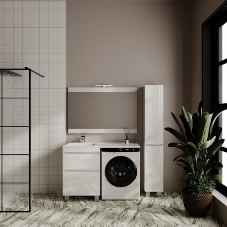 Тумба напольная "Даллас ЛЕОН 120", Люкс белая, PLUS 