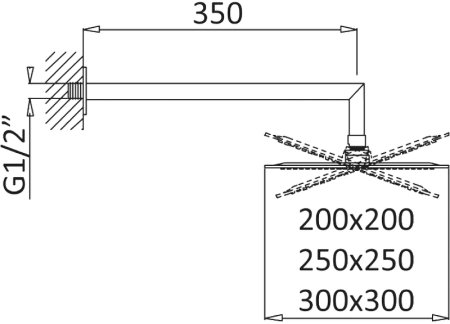 Верхний душ Cezares Porta-TDDQ-NOP Черный матовый 