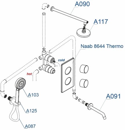 Душевая система WasserKRAFT A178644 Thermo с термостатом Хром 