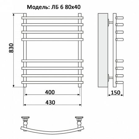 Полотенцесушитель водяной Ника Bamboo ЛБ6 80х40 