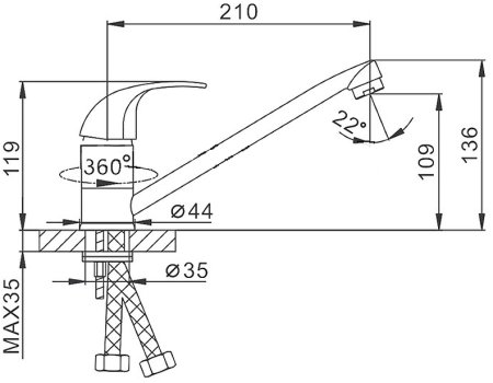Смеситель для кухни Frap H15 F4215 Хром 