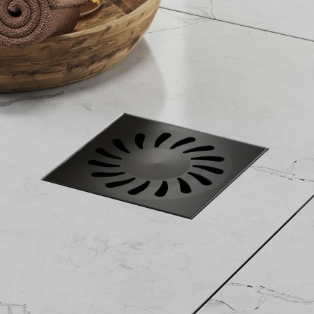 Душевой трап Paini 381AC с решеткой Черный матовый 