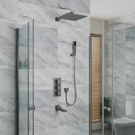 Душевая система D&K Bayern Liszt DA2515606A04 с термостатом Серый графит 