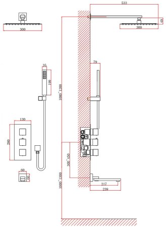 Душевая система D&K Bayern Liszt DA2515606A04 с термостатом Серый графит 