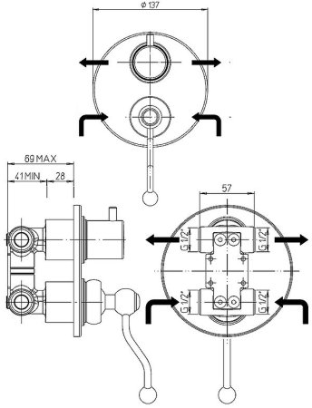 Смеситель для душа Paini Duomo 88F36911 Старая бронза 