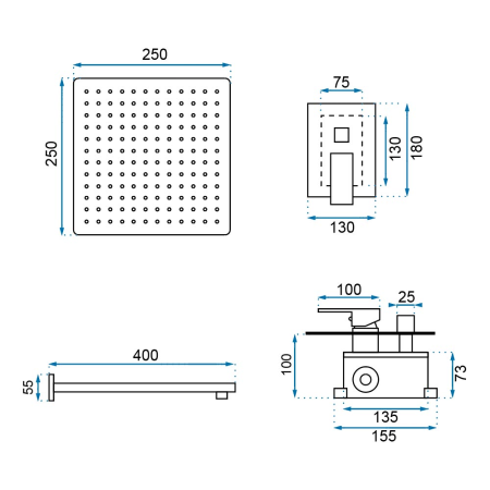 Душевая система встраиваемая REA Fenix REA-P8451 хром 