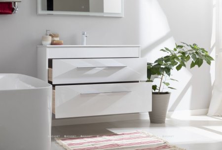 Тумба с раковиной Aquanet Августа (Flat) 100 белый 