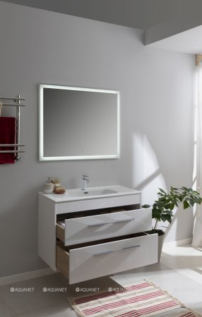 Тумба с раковиной Aquanet Августа (Flat) 100 белый 