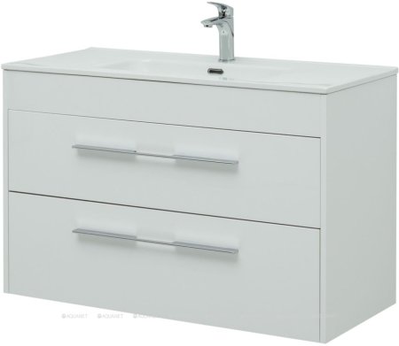 Тумба с раковиной Aquanet Августа (Flat) 100 белый 