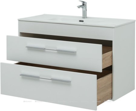Тумба с раковиной Aquanet Августа (Flat) 100 белый 