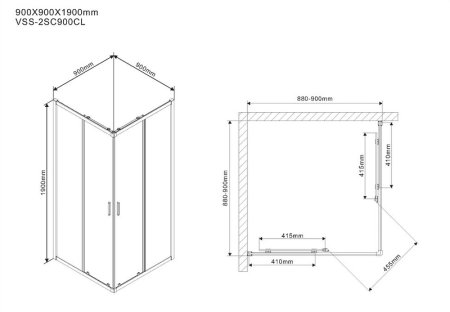 Душевой уголок Vincea Scala 90х90 VSS-2SC900CL профиль Хром стекло прозрачное 