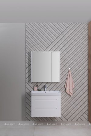 Тумба с раковиной Aquanet София 60 белый глянец (2 ящика) 